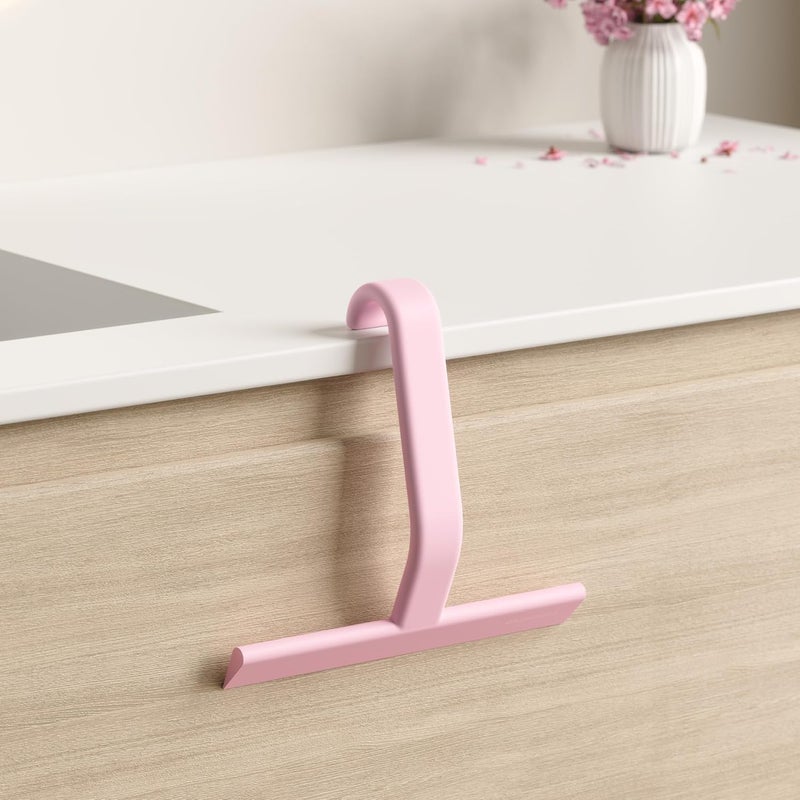 dancemoon JustHang Shower Squeegee for Glass Doors, All-one-Piece Silicone with Built-in Hook Design for Easy Hanging and Cleaning, 10 Inch Pink - Image 2